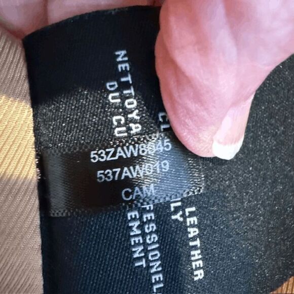 Cole Haan Grandseries Wool Blend Topper Coat Camel Tan Sweater Bib Size Small - Picture 13 of 17